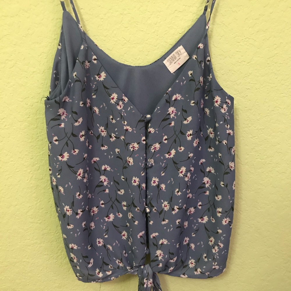 Blue floral tank top